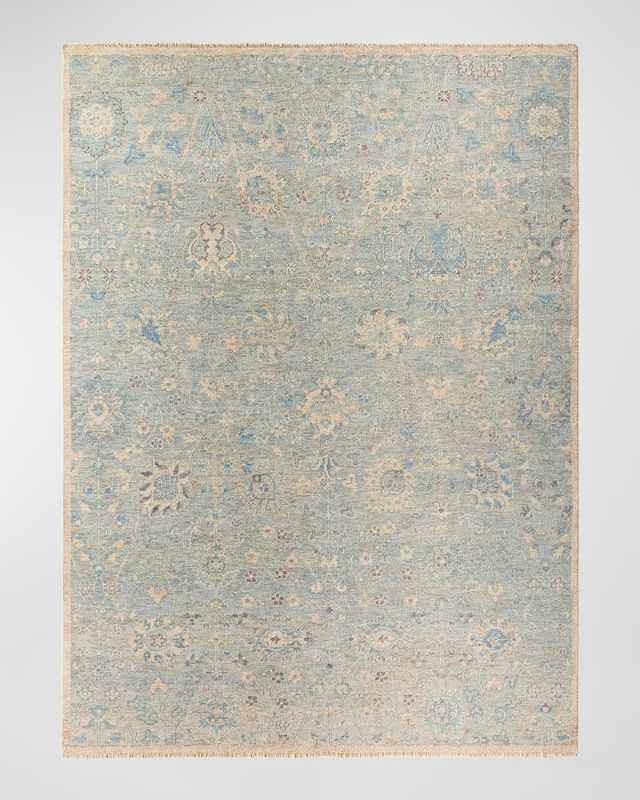 Cappadocia Blue Floral Hand-Knotted Rug, 4' x 6'