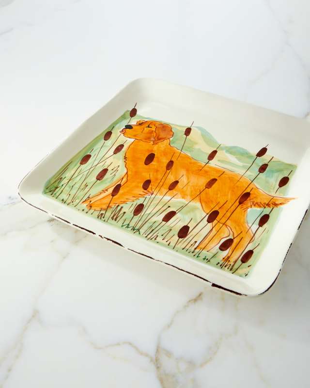 Wildlife Hunting Dog Large Square Platter