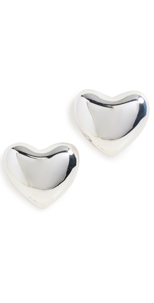 Annika Inez Small Voluptuous Heart Earrings Silver