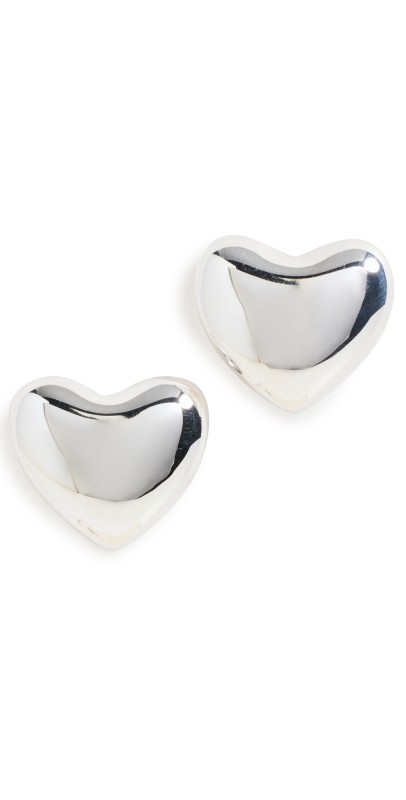 Annika Inez Small Voluptuous Heart Earrings Silver
