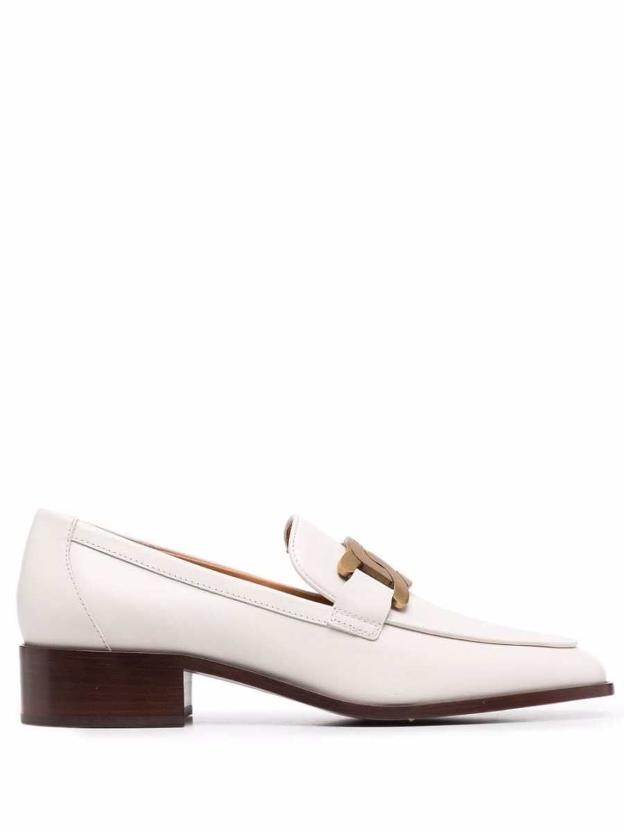 logo-plaque leather loafers