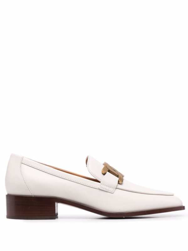 logo-plaque leather loafers