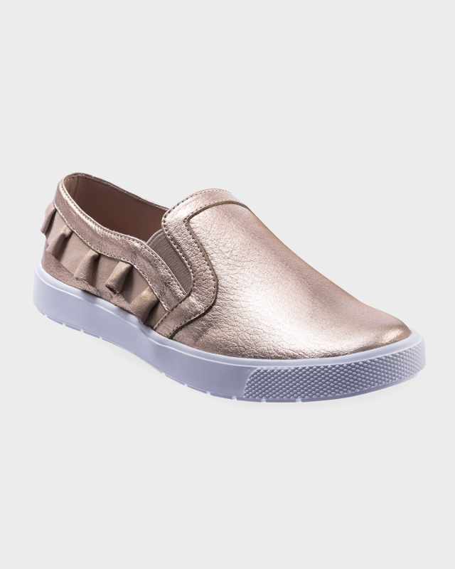 Girl's Metallic Ruffled Slip-On Sneakers, Baby/Toddlers