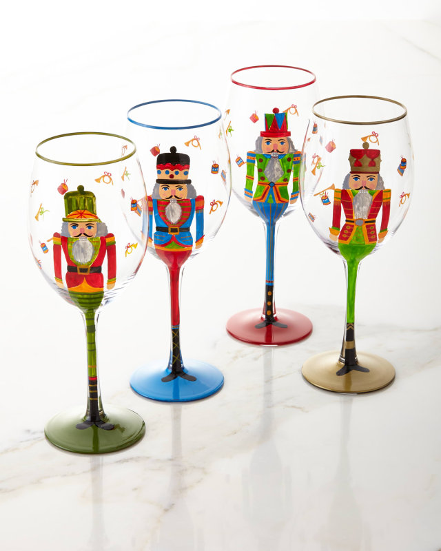 Hand-Painted Nutcracker Glasses, Set of 4