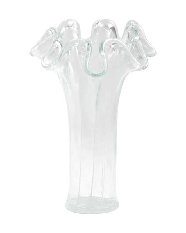Onda Glass Clear W/ White Lines Short Vase