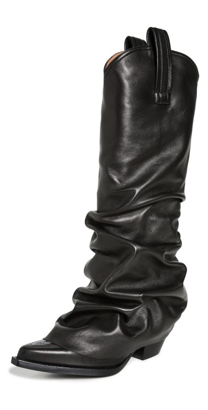 R13 Mid Cowboy Boots Black Leather