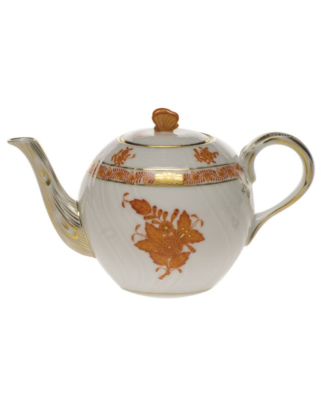 Chinese Bouquet Rust Teapot with Butterfly