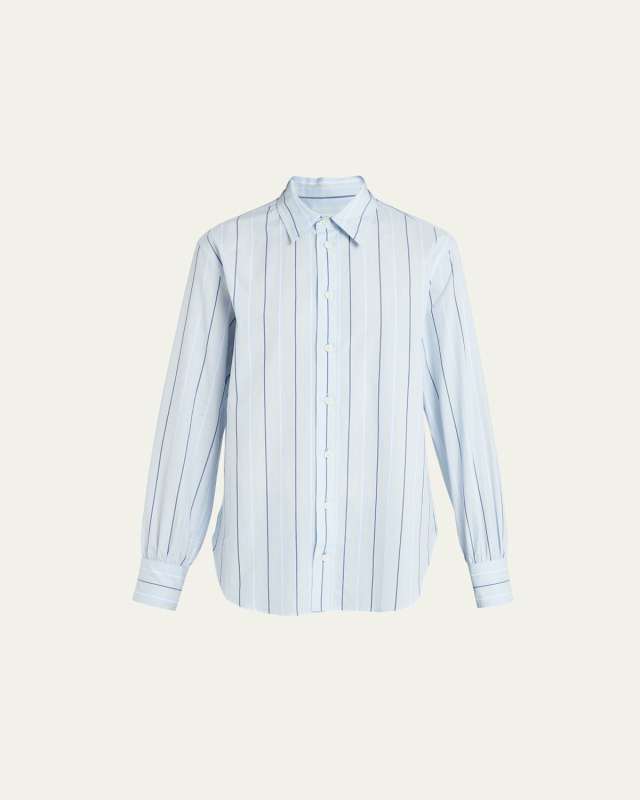 Stripe Oversize Poplin Button Up Shirt