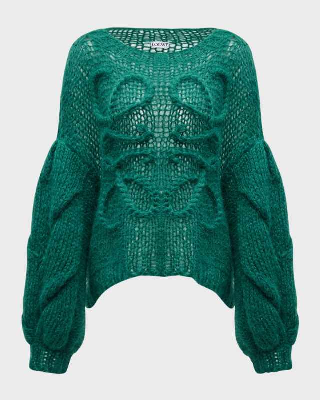 Anagram Cable-Knit Sleeve Sweater