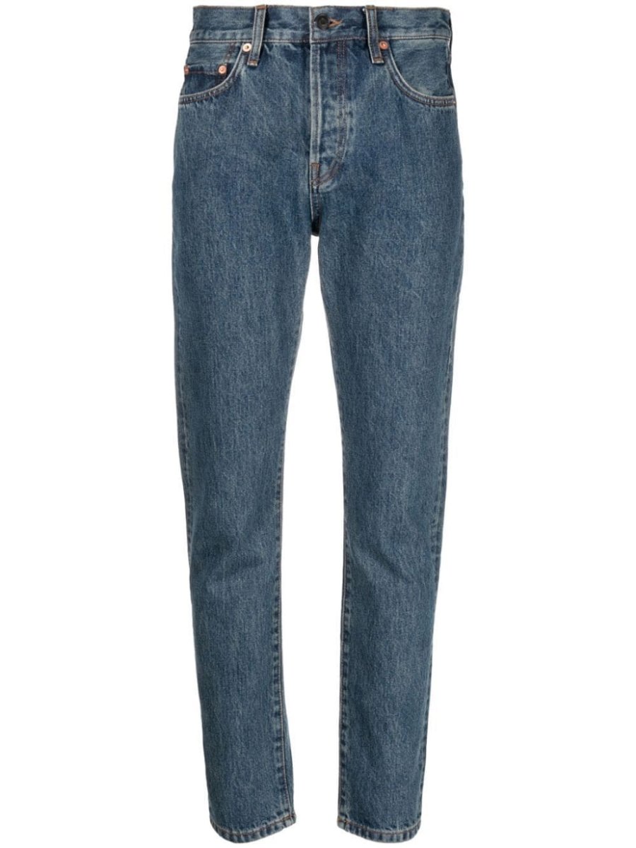cropped washed denim jeans