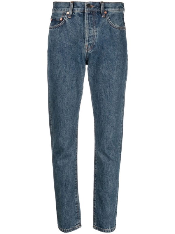 cropped washed denim jeans