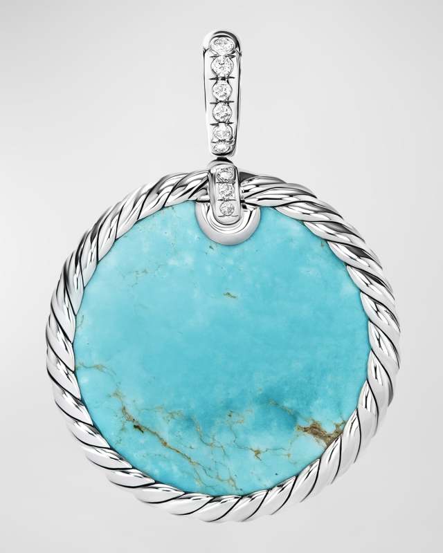 DY Elements Reversible Pendant with Gemstones and Diamonds in Silver, 24mm