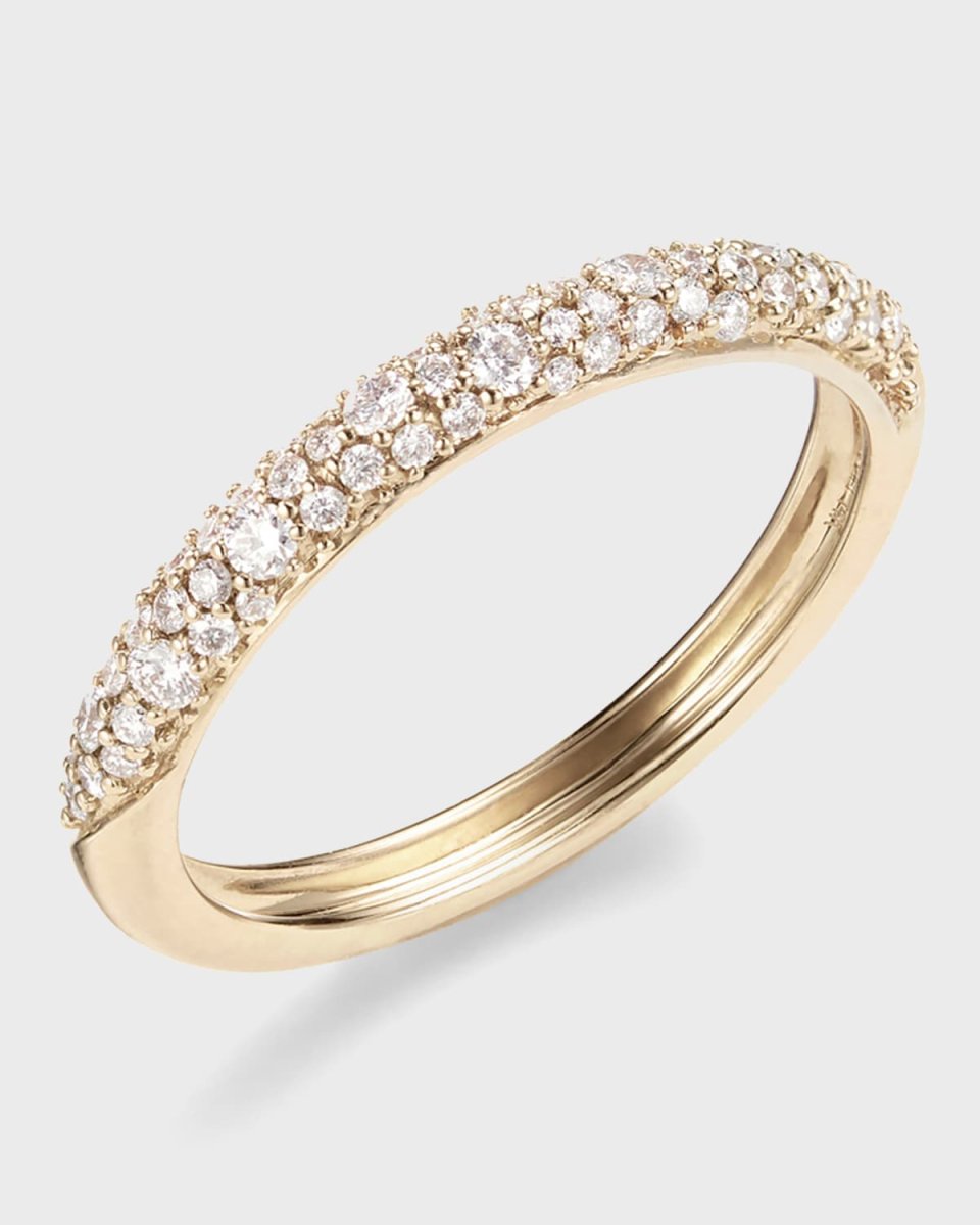 14k Gold Flawless Thin Diamond Curve Ring, Size