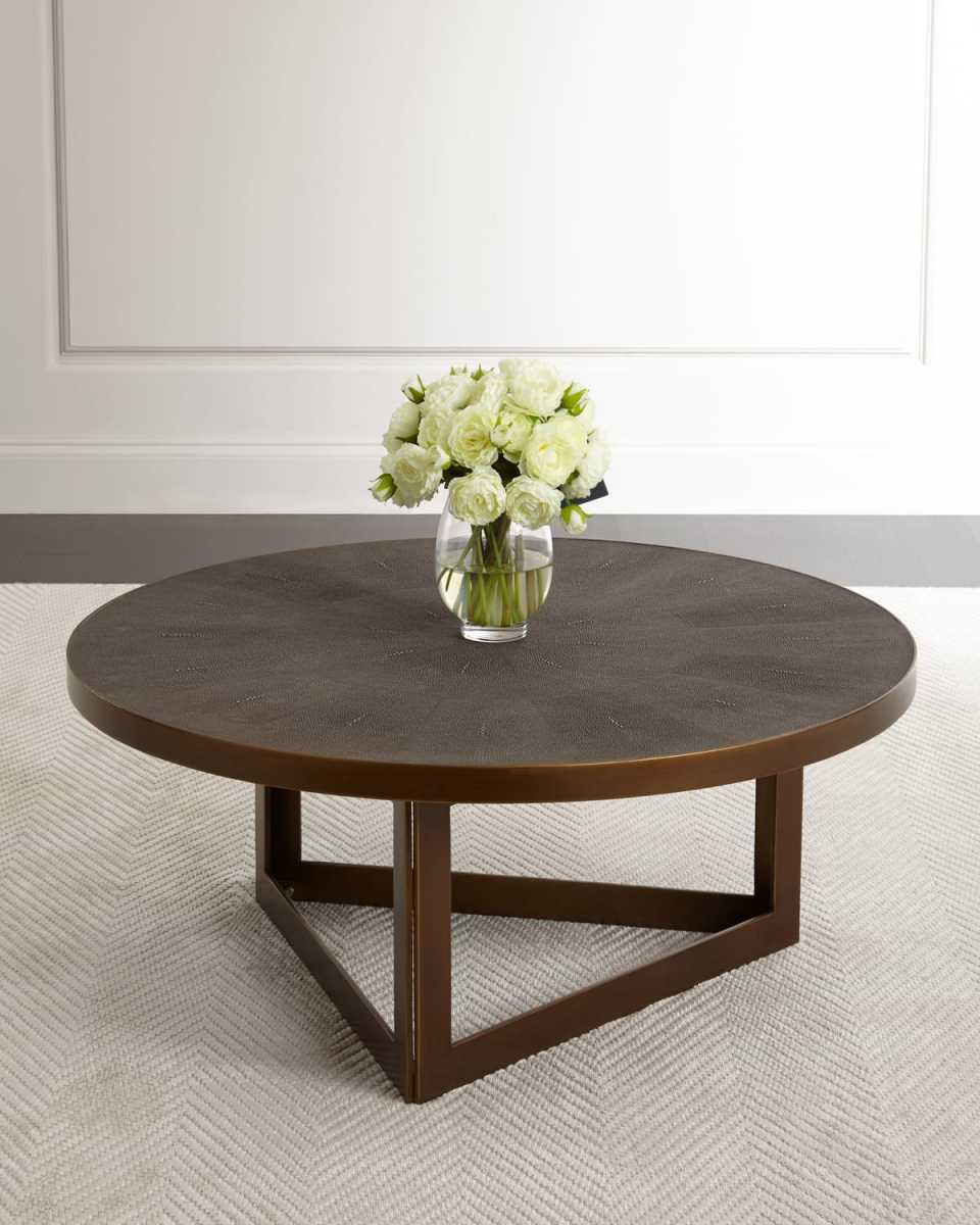Ebba Faux-Shagreen Round Coffee Table