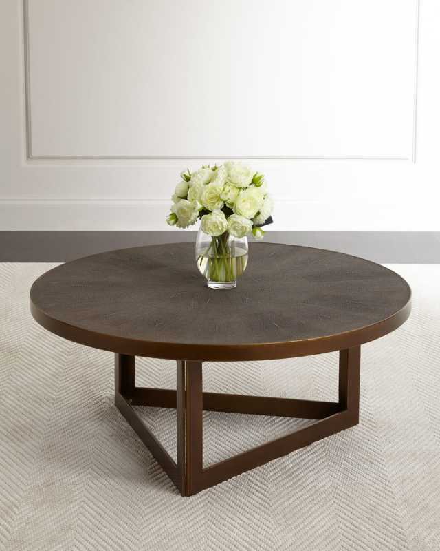Ebba Faux-Shagreen Round Coffee Table