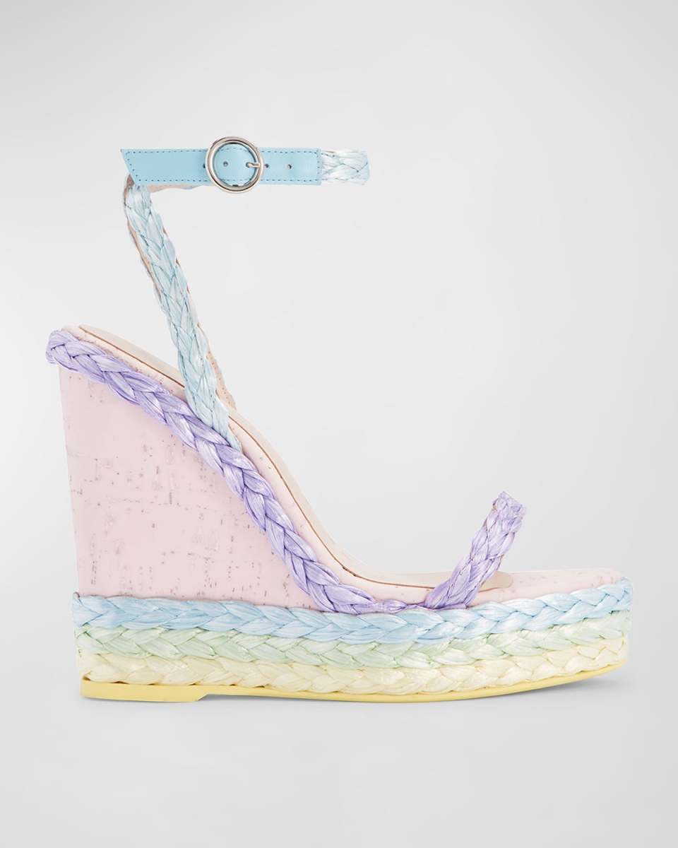 Mirada Pastel Wedge Raffia Espadrilles
