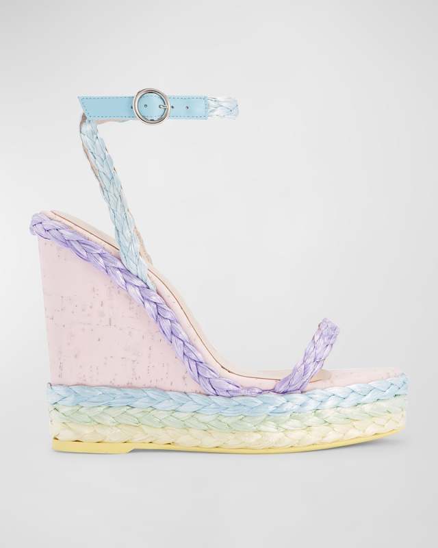 Mirada Pastel Wedge Raffia Espadrilles