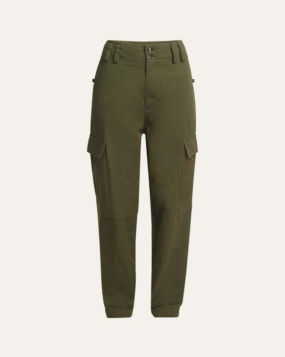 High-Rise Straight-Leg Cargo Trousers