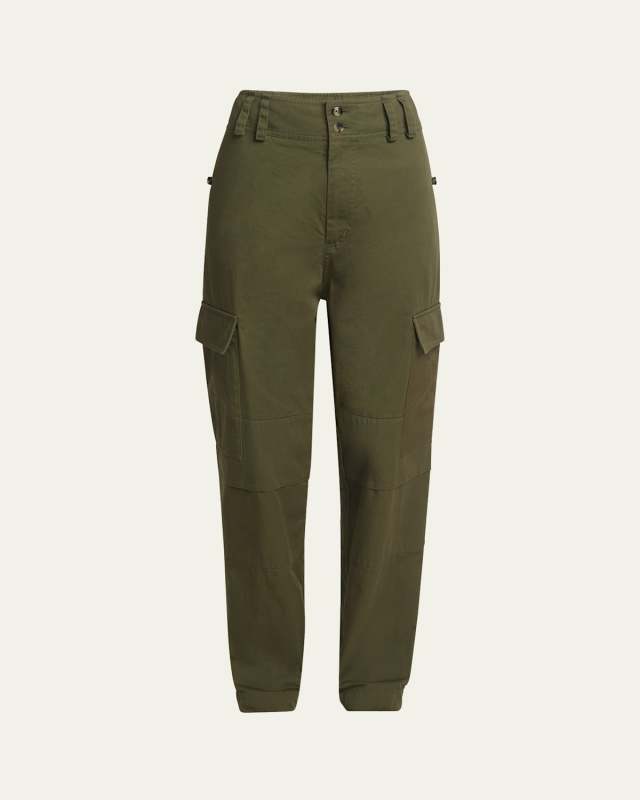 High-Rise Straight-Leg Cargo Trousers