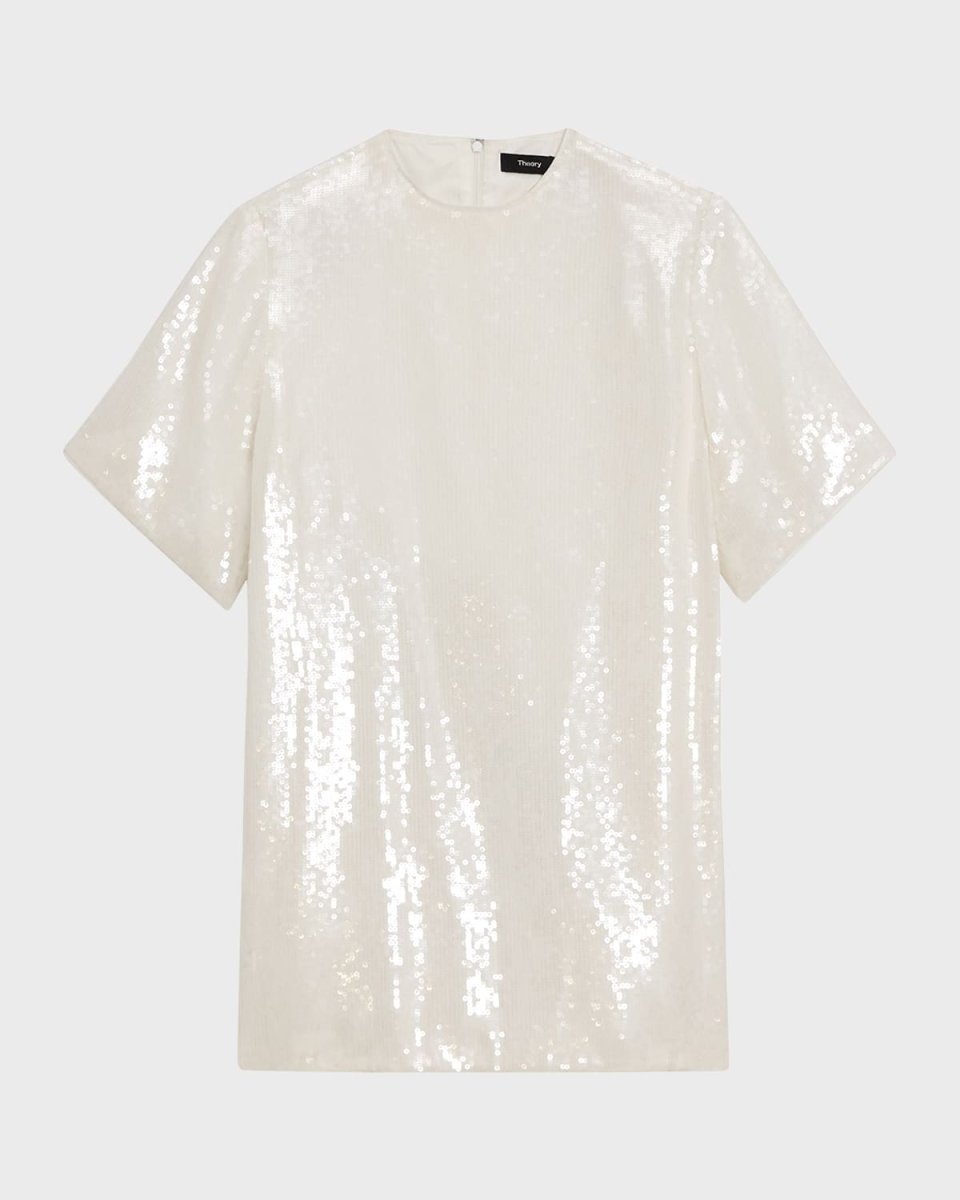Sequined Short-Sleeve T-Shirt Mini Dress