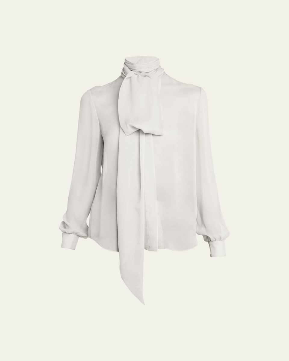 Sheer Tie-Neck Blouse