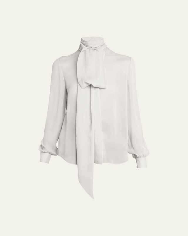 Sheer Tie-Neck Blouse