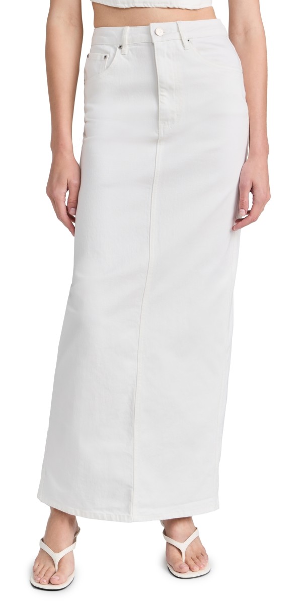 AFRM Amiri Maxi Pencil Skirt with Back Slit White