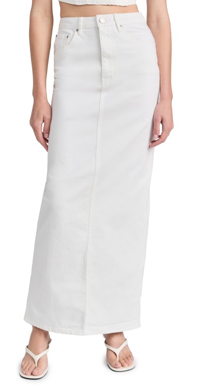 AFRM Amiri Maxi Pencil Skirt with Back Slit White
