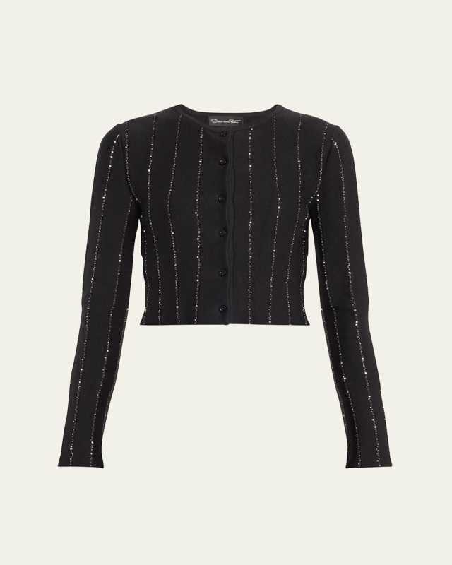 Long-Sleeve Sequined Cardigan