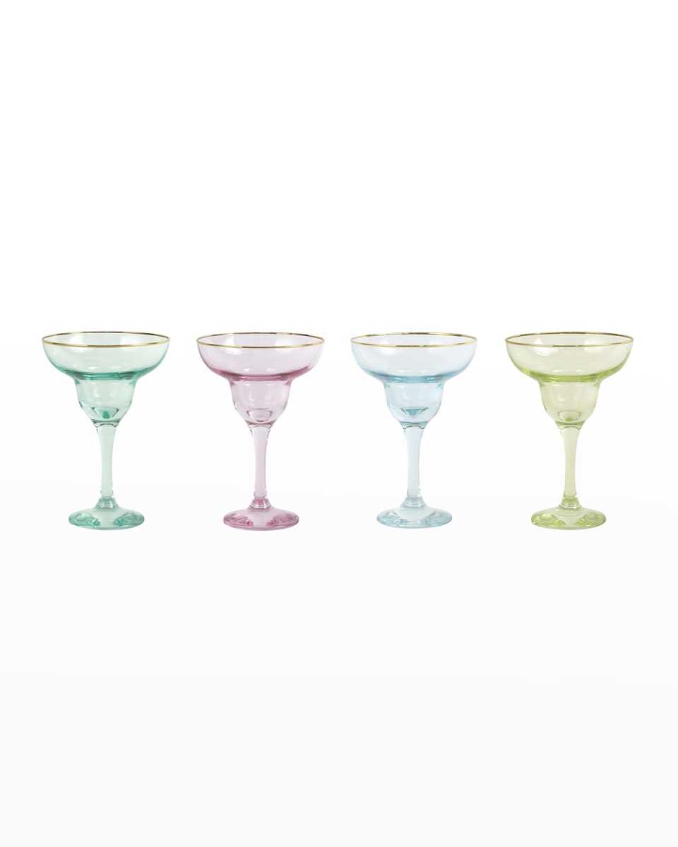 Rainbow Assorted Margarita Glasses, Set of 4