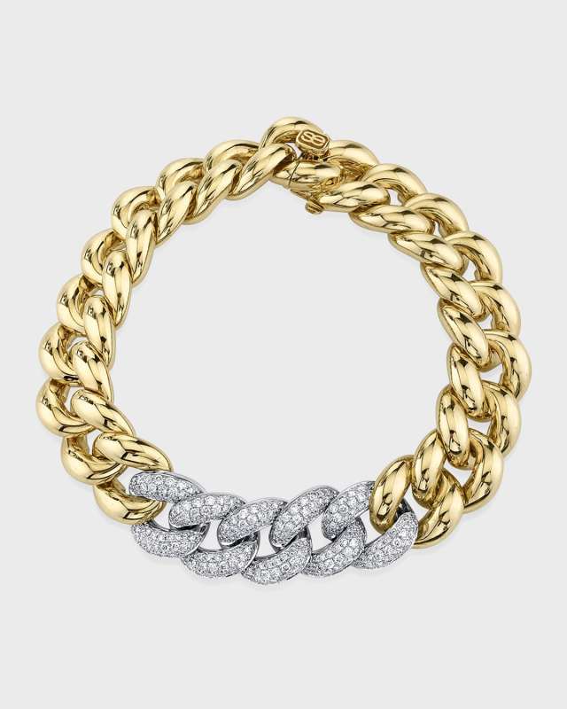 Large Link Bracelet with 5 Pave Links