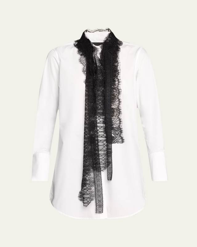Venetian Lace Classic Button-Front Shirt