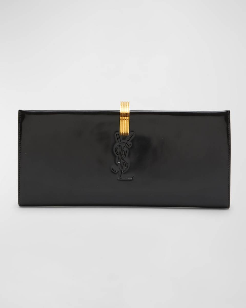 YSL Embossed Ring Closure Evening Clutch Bag in Patent Leather