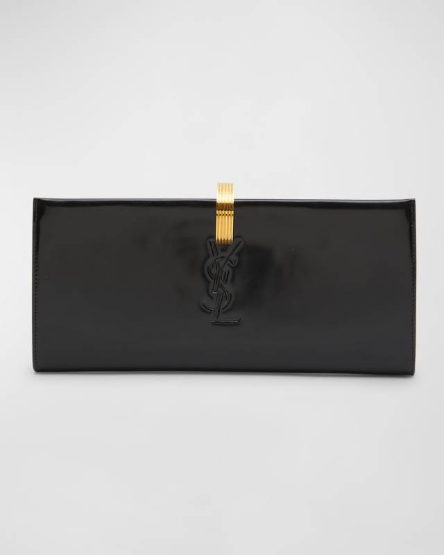 YSL Embossed Ring Closure Evening Clutch Bag in Patent Leather