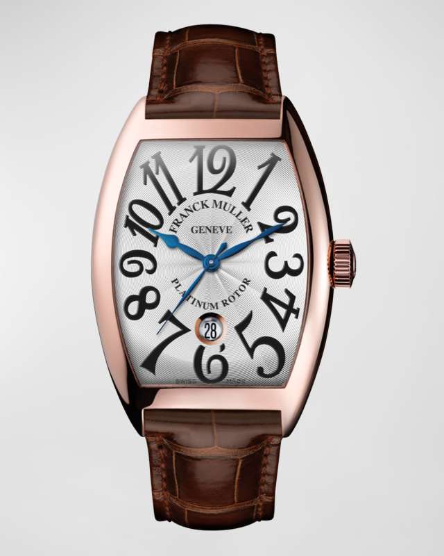 Cintree Curvex 18K Rose Gold Date Watch with Alligator Strap