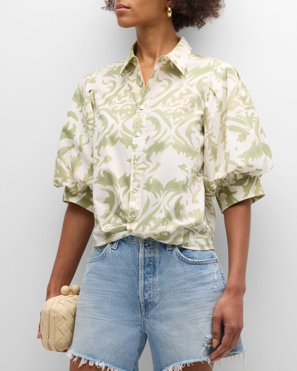 Bomba Blouson-Sleeve Cotton Shirt