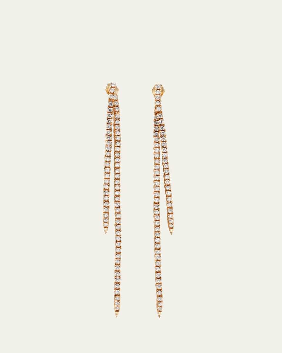Flawless Graduating Tennis Front to Back Long Linear Earrings, 88mm