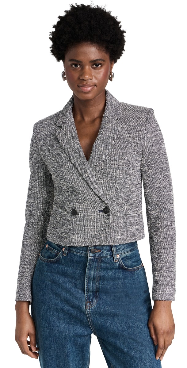 rag & bone Josie Italian Tweed Blazer Navy White