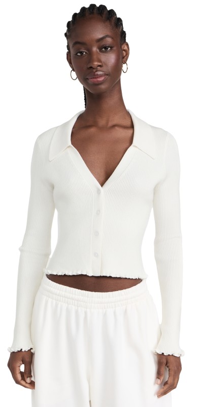 Sweaty Betty Polo Knitted Button Through Lily White
