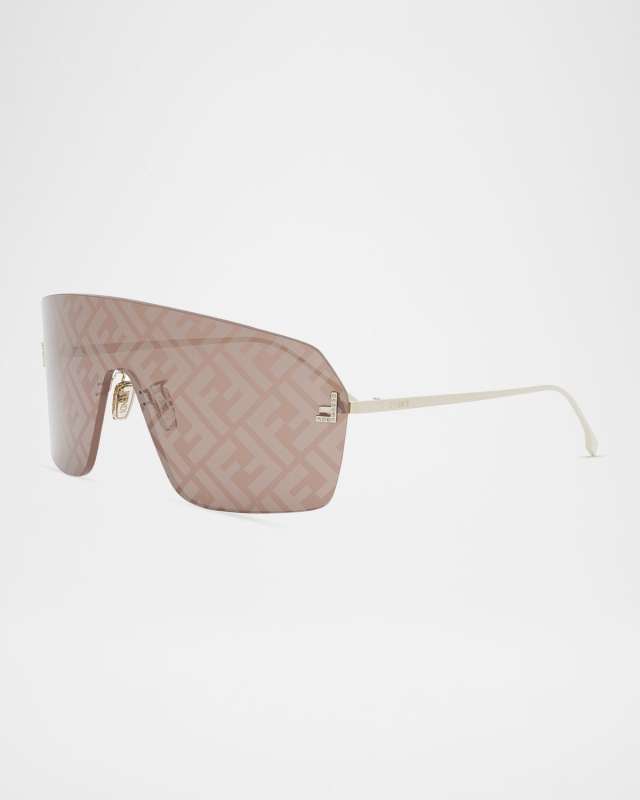 Rimless Metal & Nylon Shield Sunglasses