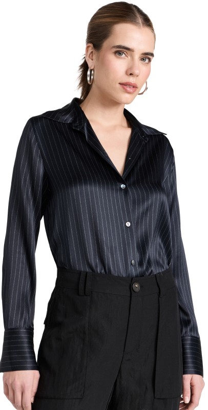 Vince Pinstripelimhirt Dark Obsidian