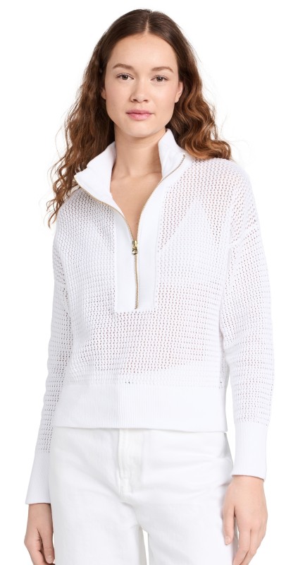 Varley Aurora Half Zip Knit White