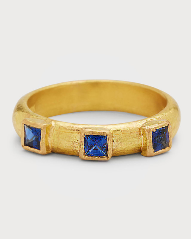 19k Blue Sapphire Stack Ring
