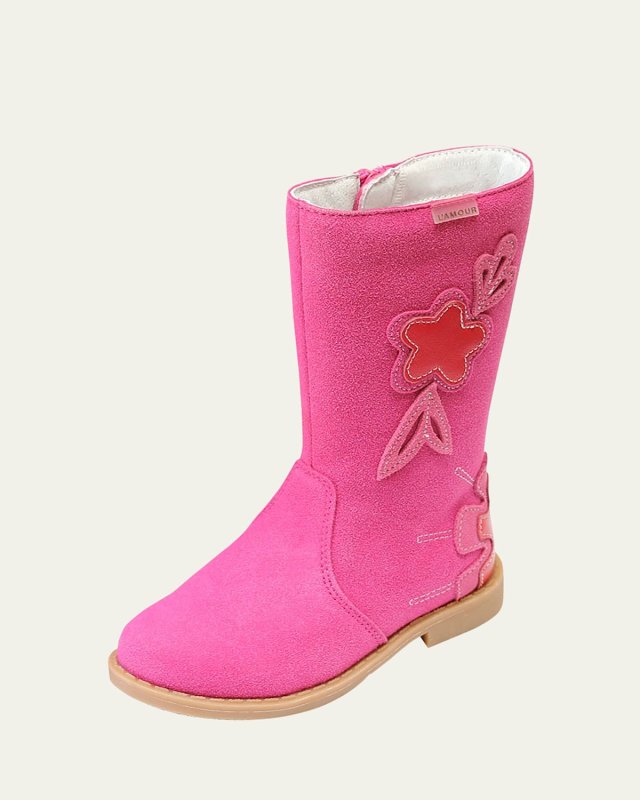 Fiore Tall Fashion Boot w/ Stitch Flowers, Baby/Toddler/Kids