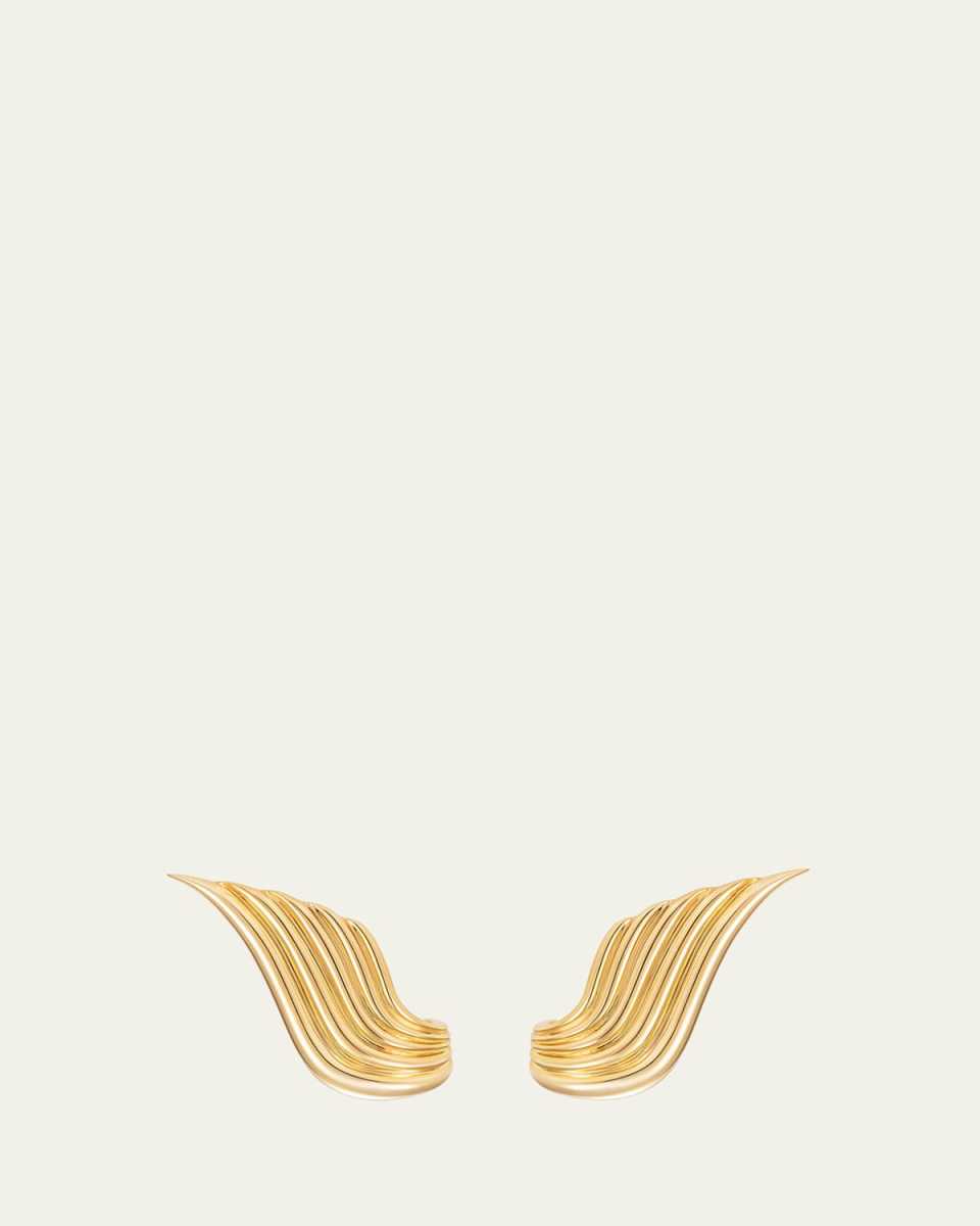 Fire Winged Earrings in 18k Yellow Gold