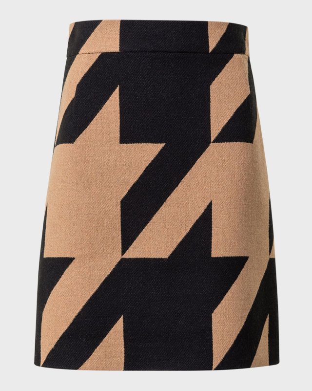 XL Houndstooth Wool Blend Jacquard Skirt