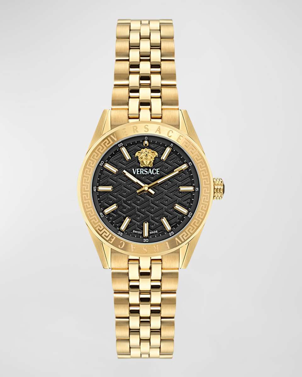 36mm V-Code Watch with Bracelet Strap, Yellow Gold/Black