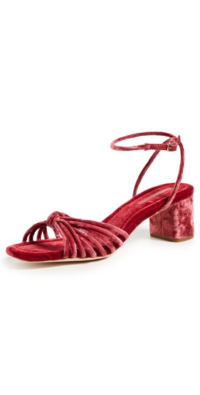 Loeffler Randall Olivia Knot Mid Heel Sandals Tea Rose
