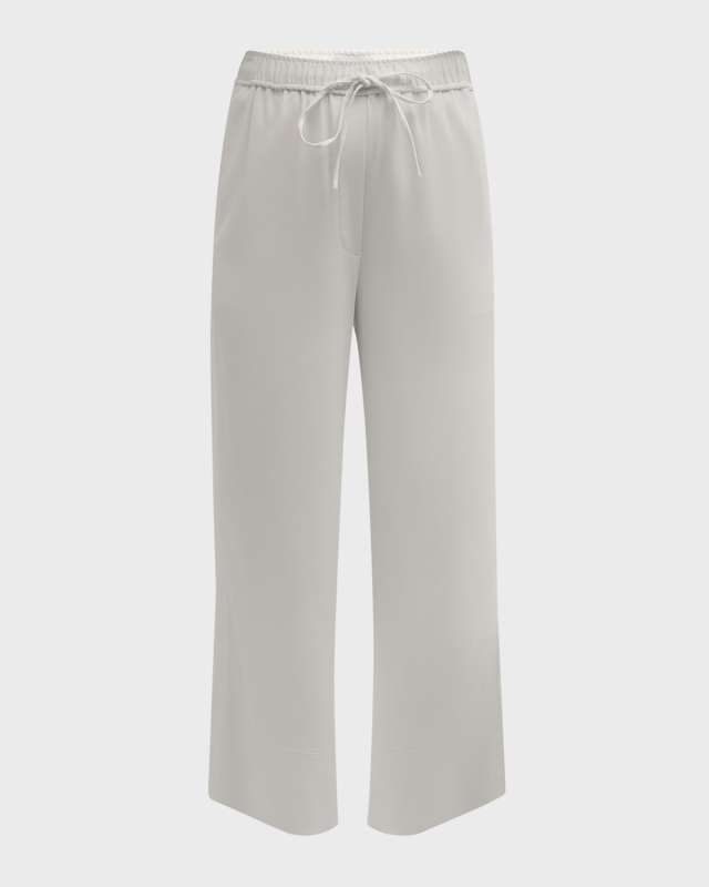 Italian Stretch Twill Straight-Leg Ankle Pull-On Pants