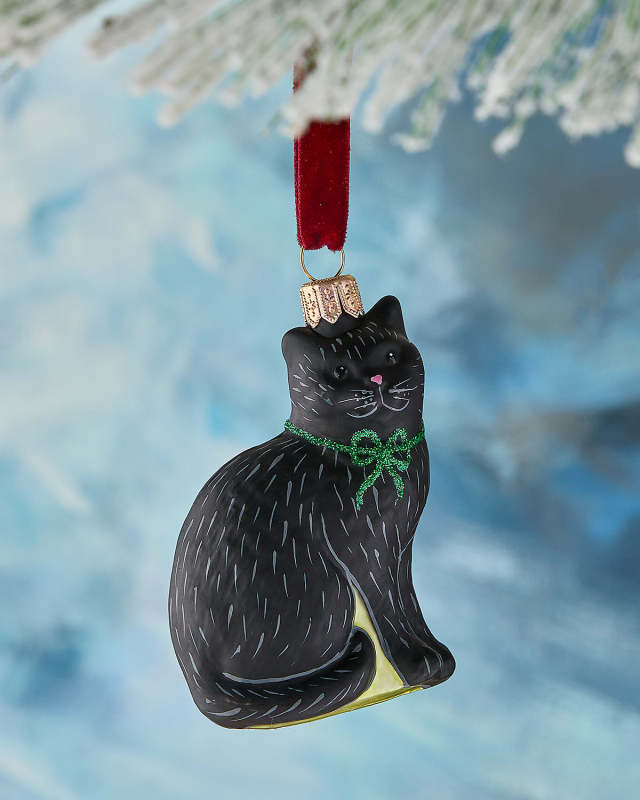 Glass Black Cat Ornament